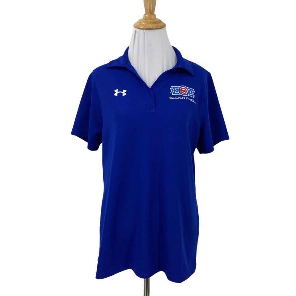 Under Armour Chicago Cubs Polo Shirt Womens M Medium HeatGear MLB Sloan Park